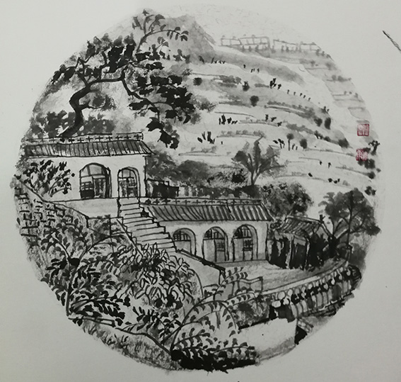 樊玉霞作品11  碛口李家山《家园北望》38X38cm 2019年
